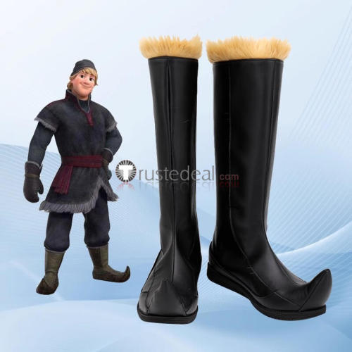 Frozen Kristoff Cosplay Black Brown Boots Shoes Halloween