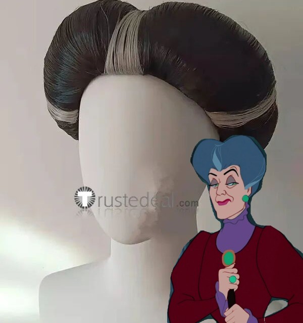 Disney Movie Cinderella Lady Tremaine Black Silver Cosplay Wig