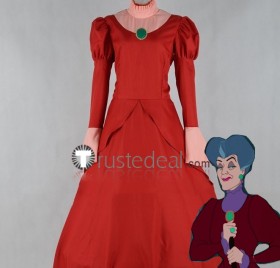 Disney Movie Cinderella Lady Tremaine Holiday Red Cosplay Costume