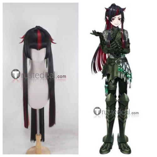 Disney Twisted-Wonderland Lilia Vanrouge Right General's Armor Black Red Styled Cosplay Wig