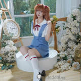 Neon Genesis Evangelion Asuka Rei Blue White School Girl Uniform Cosplay Costume 2