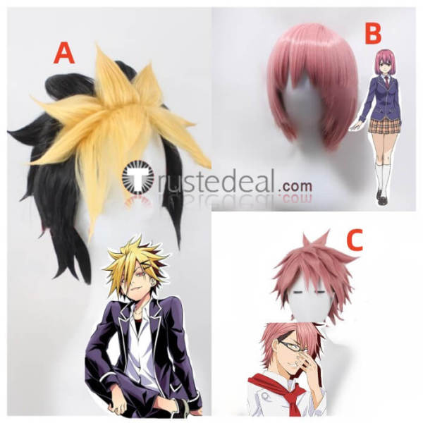 Shokugeki no Soma Terunori Kuga Arato Hisako Shinomiya Kojiro Pink Styled Cosplay Wig