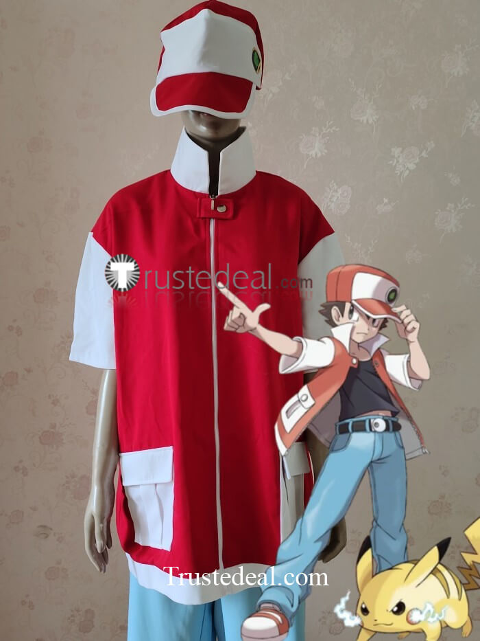 Child Set Boy's Pokemon RED Trainer Costume Cosplay 3 