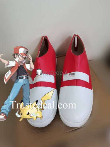 Pokemon Ash Ketchum Trainer Red Cosplay Shoes Boots