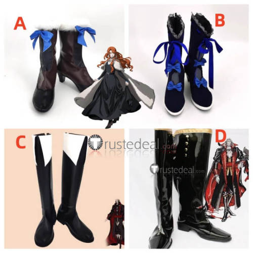 Castlevania Vampire Dracula Lenore Blue Black Cosplay Shoes Boots