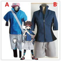 Pokemon Black and White 2 Nate Kyouhei Short Sleeves Cosplay Costume