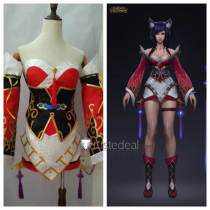 League of Legends Ahri Red Nine-Tailed Fox Cosplay Costume