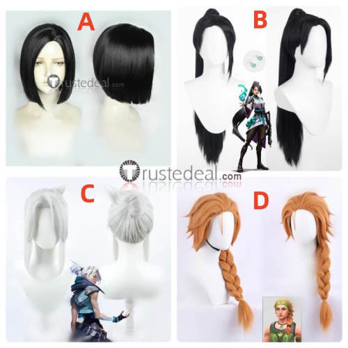 Valorant Jett Wushu Sage Viper Agents Skye Silver White Ponytail Black Cosplay Wig