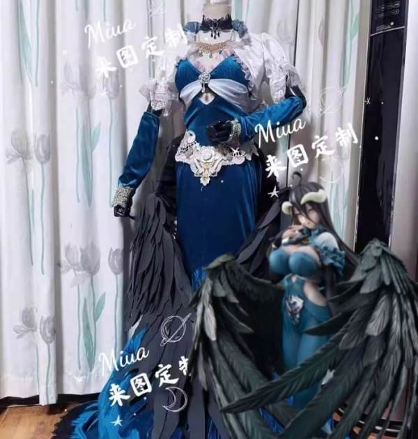 Mimosa Overlord Season 4 Albedo Blue Dress Cosplay Costume