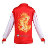 Wreck It Ralph 2 Princess Mulan Red Baseball Jacket Dragon Prints Cosplay Costume