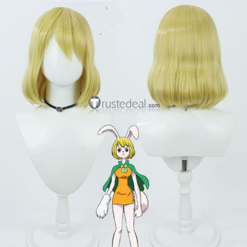 One Piece Yamato Carrot  Blonde Silver Green Ponytail Cosplay Wig