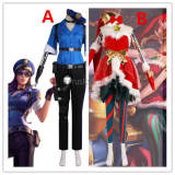 League of Legends LOL Ambitious Elf Jinx Christmas Officer Caitlyn Cosplay Costume