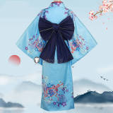 Rurouni Kenshin Kamiya Kaoru Blue Kimono Cosplay Costume