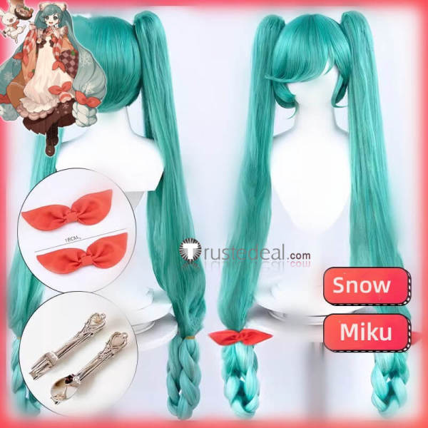 Vocaloid 2024 Snow Miku Hatsune Blue Green Cosplay Wig Ponytails