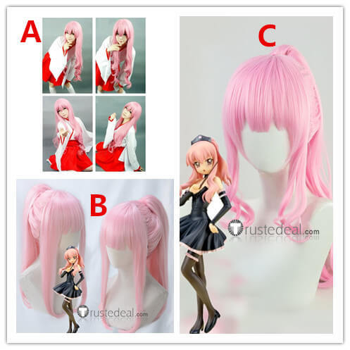 Zero no Tsukaima Louise Francoise Long Pink Ponytails Cosplay Wig