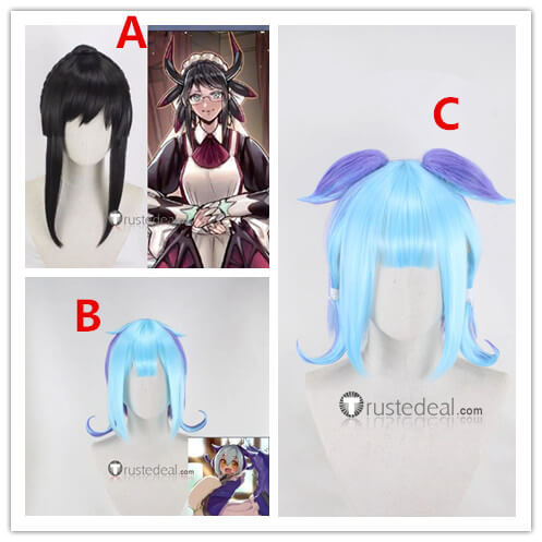 YuGiOh Laundry Dragonmaid House Dragonmaid Black Blue Purple Styled Cosplay Wig