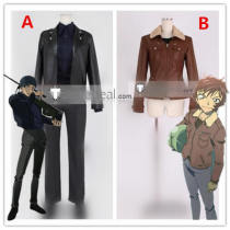 Detective Conan Shuichiu Akai Masumi Sera Brown Black Jacket Cosplay Costume