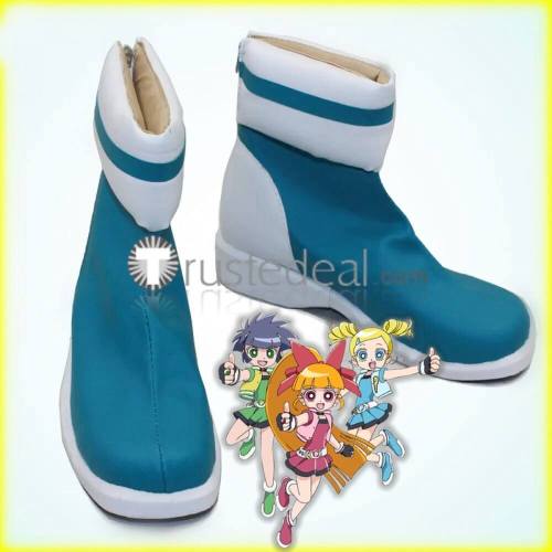 The Powerpuff Girls Z Bubbles Blossom Buttercup Pink Blue Green Cosplay Shoes Boots