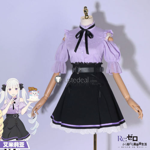 Re Zero Two Witches' Eventful Journey Emilia Birthday Cosplay Costume