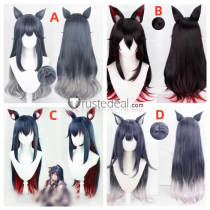 Arknights Texas Blue Black Red Cosplay Wig