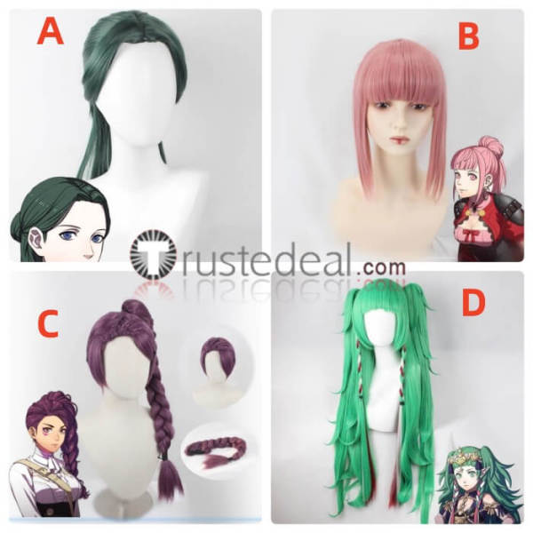 Fire Emblem Three Houses Sothis Linhardt Petra Hilda Pink Green Styled Cosplay Wig