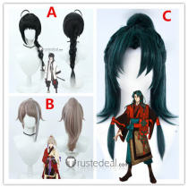 Fate Samurai Remnant Yamato Takeru Saber Zhou Yu Zheng Chenggong Yui Shousetsu Silver Green Black Cosplay Wig