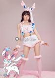 Pokemon Gijinka Sylveon Umbreon Fluffy Jumpsuit Bunny Suit Pink Cosplay Costume