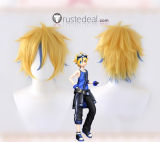 Vocaloid Project Diva X Burning Stone Kagamine Rin Len Blonde Blue Cosplay Wig