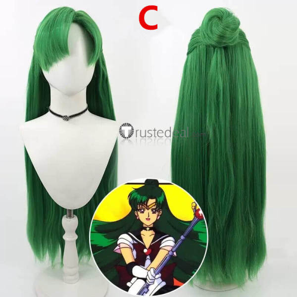 Sailor Moon Sailor Pluto Setsuna Meioh Dark Green Cosplay Wig
