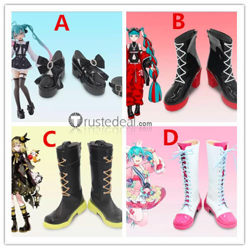 Vocaloid Fashion Subculture Hatsune Miku Birthday Pretty Rabbit Kagamine Rin Black Cosplay Shoes Boots