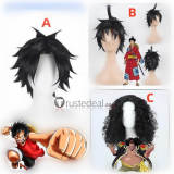 One Piece Marshall·D·Teach Blackbeard Monkey D Luffy Styled Black Curly Cosplay Wig