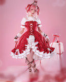 ICOS Shugo Chara Amu Hinamori DVD Cover Red White Lolita Dress Cosplay Costume