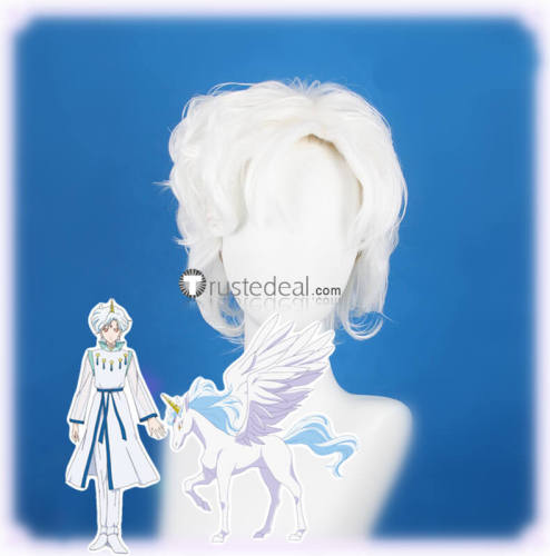 Sailor Moon Helios Pegasus Kunzite White Silver Styled Cosplay Wig