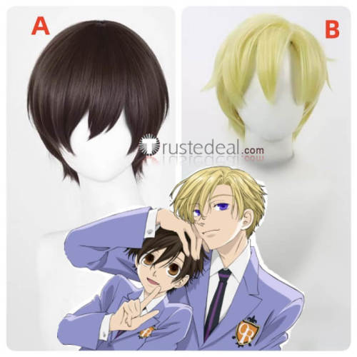 Ouran High School Host Club Tamaki Suoh Fujioka Haruhi Brown Blonde Cosplay Wig