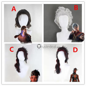 Baldur's Gate 3 BG3 Astarion Gale Karlach Black Brown Silver White Styled Cosplay Wig
