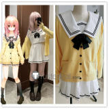 Kimi to Kanojo to Kanojo no Koi Mukou Aoi Miyuki Sone White Black School Uniform Yellow Cardigan Cosplay Costume 2