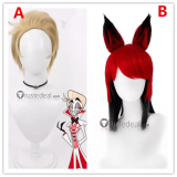 Hazbin Hotel Alastor Lucifer Morningstar Charlie Morningstar Blonde Red Black Cosplay Wig Ears