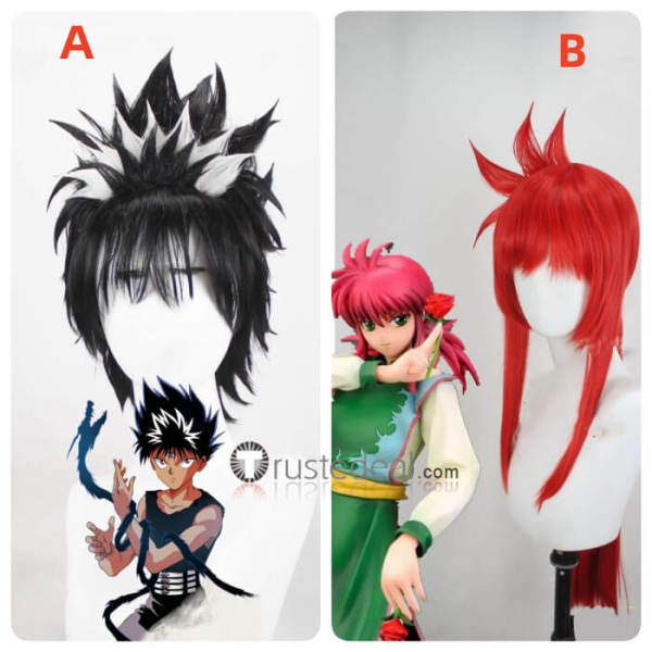 YuYu Hakusho Kurama Hiei Red Black Styled Cosplay Wig