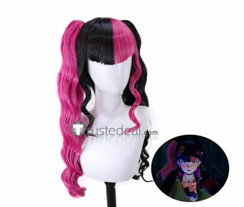 Palworld Zoe Rayne Pink Black Styled Ponytails Cosplay Wig