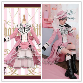 ChuShouMao Kuroshitsuji Black Butler Robin Lady Ciel Phantomhive Pink Lolita Cosplay Costume