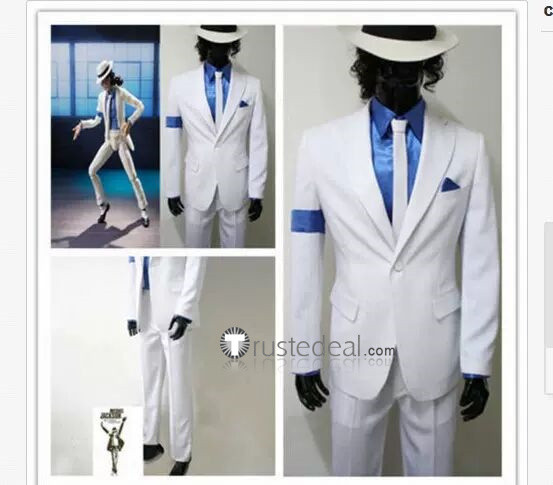 Michael Jackson Smooth Criminal White Suit Cosplay Costume