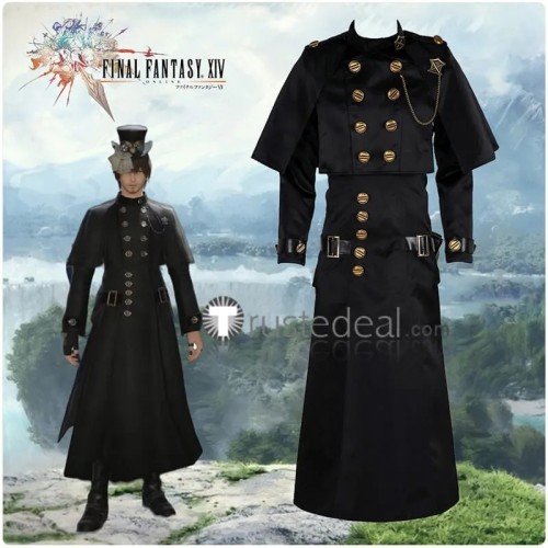 Final Fantasy XIV FF14 FFXIV YoRHa Type-51 Robe Casting Male Black Cosplay Costume