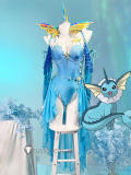 Pokemon Gijinka Vaporeon Blue Jumpsuit Swimsuit Cosplay Costume