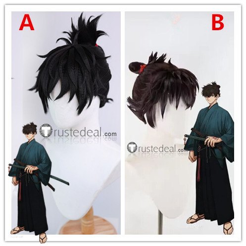 Fate Samurai Remnant Miyamoto Iori Black Brown Styled Cosplay Wig
