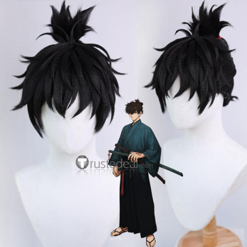 Fate Samurai Remnant Miyamoto Iori Black Brown Styled Cosplay Wig