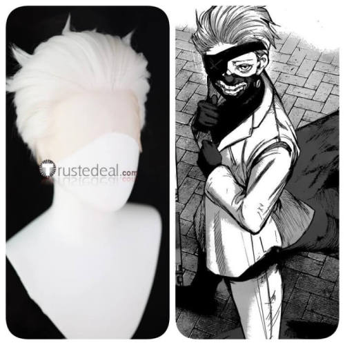 Tokyo Ghoul Kaneki Ken Boss Slicked Back Lace Front White Cosplay Wig Manga