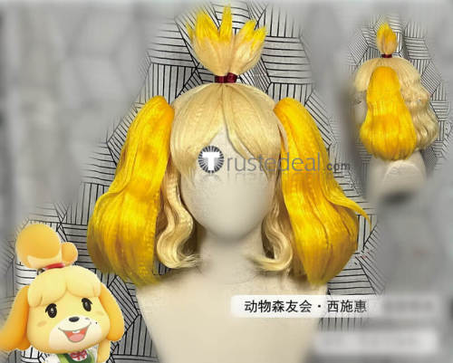 Animal Crossing Isabelle Blonde Yellow Styled Cosplay Wig