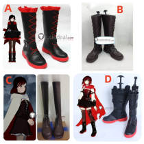 RWBY Ruby Rose Summer Rose Black Red Cosplay Boots Shoes