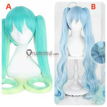 Vocaloid 2017 Snow Miku Hatsune Light Blue Yellow Cosplay Wig