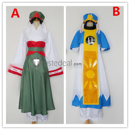 Hakumei to Mikochi Hakumei Mikochi Green Blue White Cosplay Costume